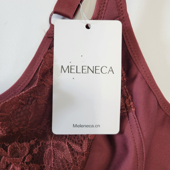 Meleneca Bra Womens 40F Cabernet Red Lace Underwire Full Coverage Support Plus - Picture 3 of 9